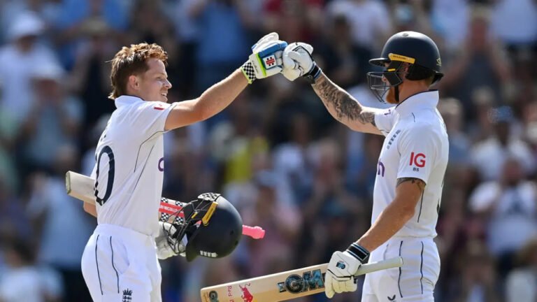 Ollie Pope’s Century Propels England to 416 on High-Paced First Day of the 2nd Test Showdown