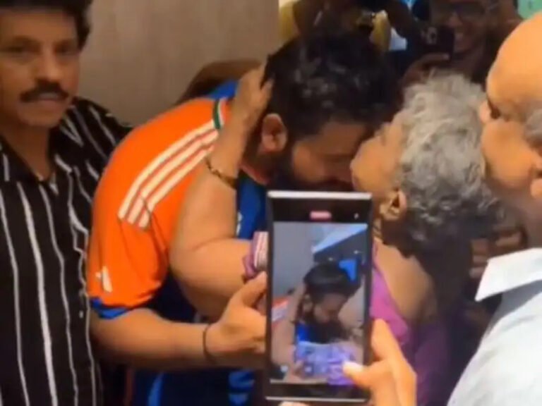 India Captain Rohit Sharma’s Mother Kisses Him After T20 World Cup Win
